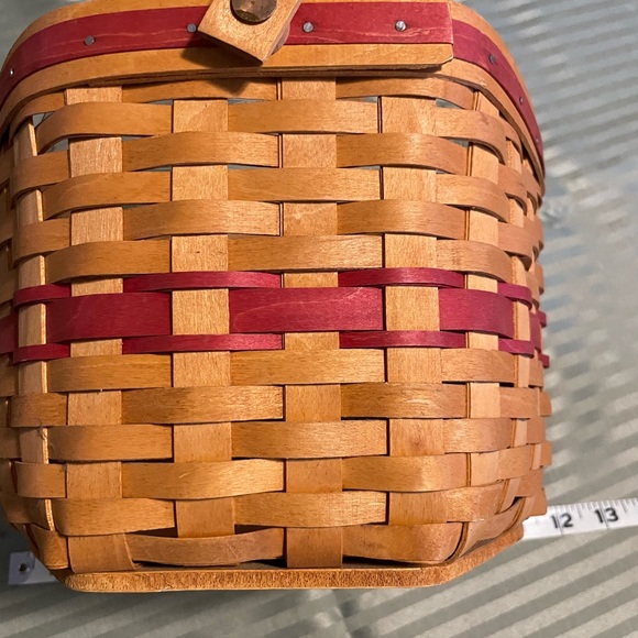Longaberger Woven Basket with Red and Tan Accents - Picture 4 of 14